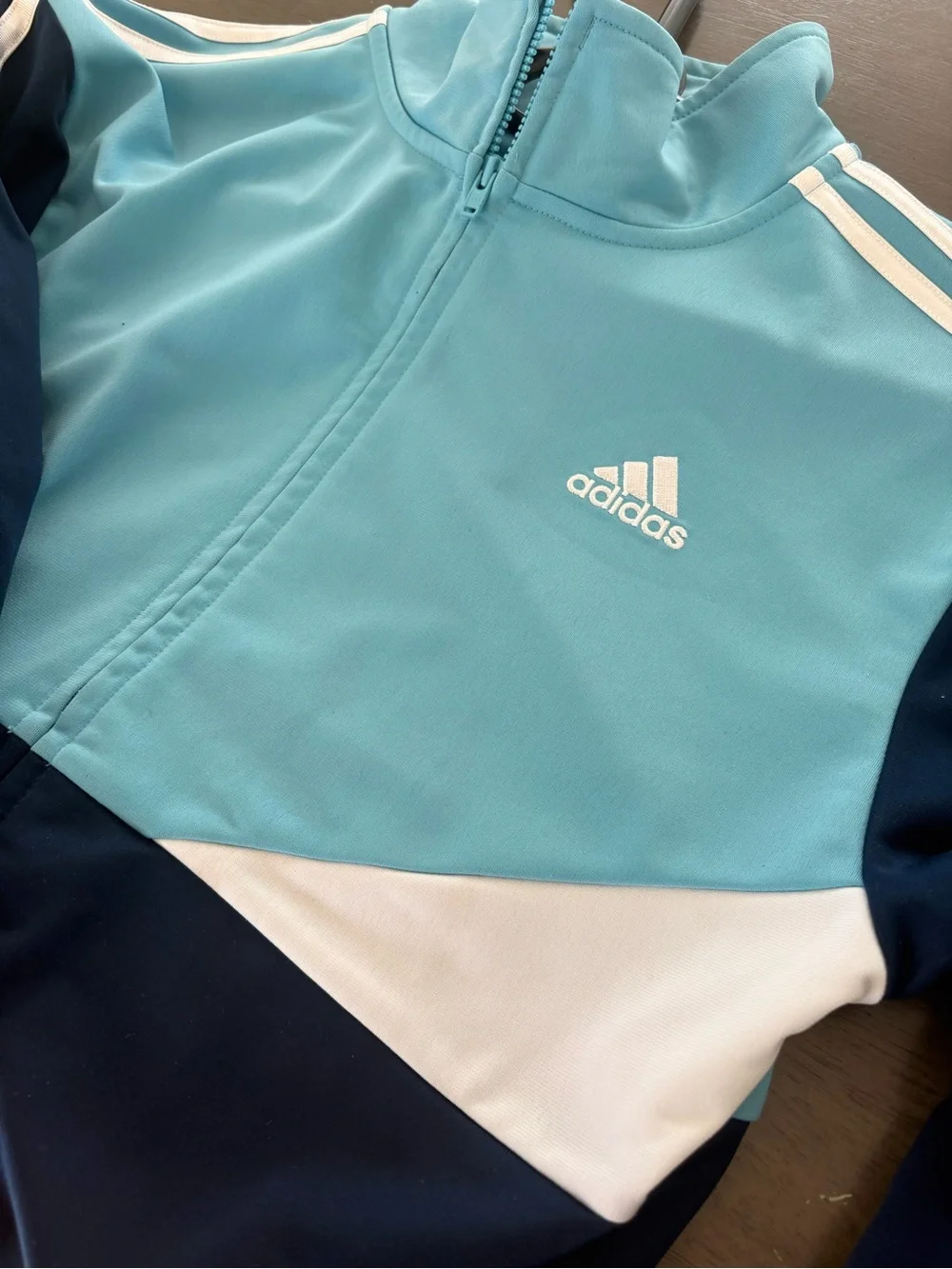 adidas Light Blue, Navy & White Full-Zip Track Jacket